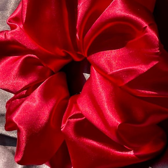 Giant red satin scrunchie | womens hair accessories | gifts for her - Picture 6 of 6